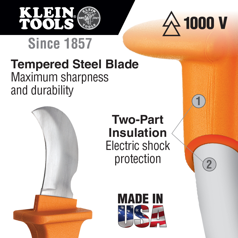 Klein Tools Lineman's Skinning Knife, Insulated from Columbia Safety